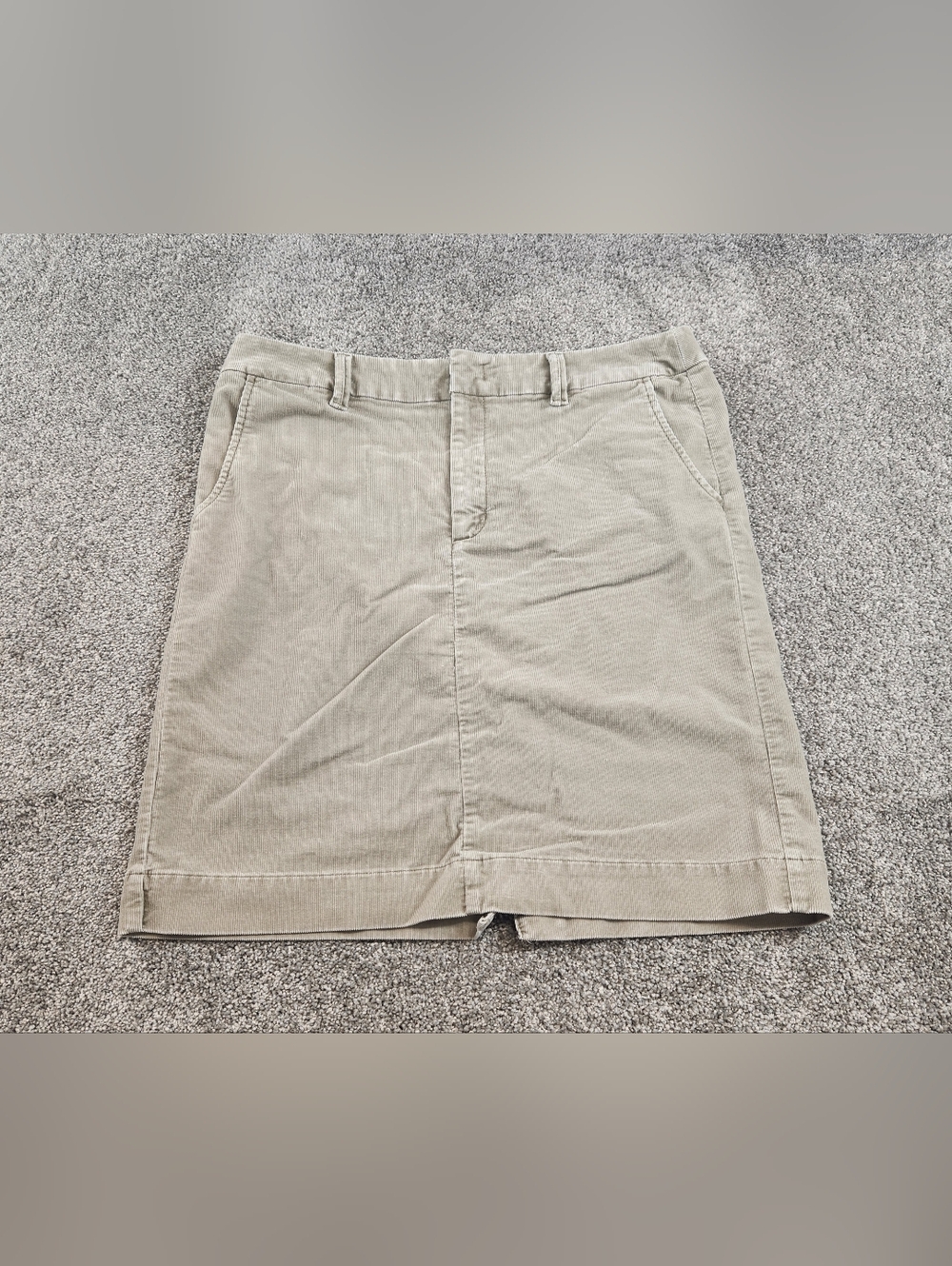 Eddie Bauer Skirt Womens Size 14 Tall Beige Corduroy Pencil Knee Length